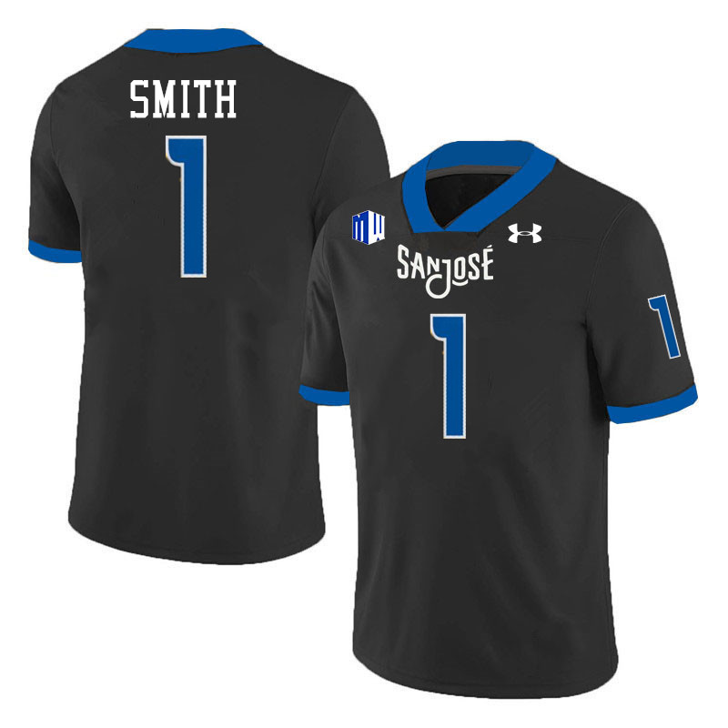 #1 Leland Smith SJSU Jersey,San Jose State Spartans Football Jersey College Uniforms-Black